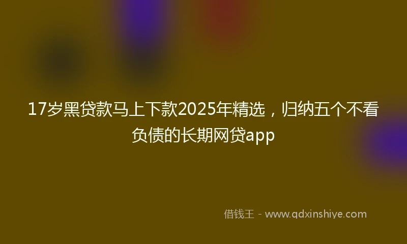 17岁黑贷款马上下款2025年精选，归纳五个不看负债的长期网贷app