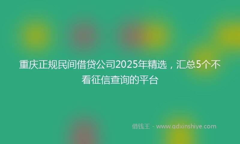 重庆正规民间借贷公司2025年精选，汇总5个不看征信查询的平台