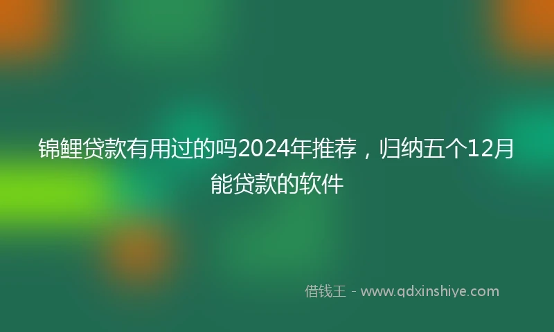 锦鲤贷款有用过的吗2024年推荐，归纳五个12月能贷款的软件