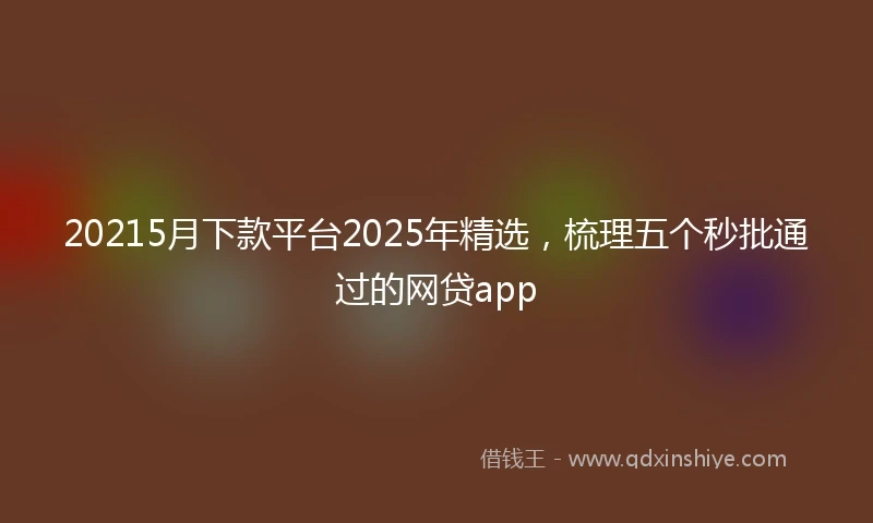 20215月下款平台2025年精选，梳理五个秒批通过的网贷app