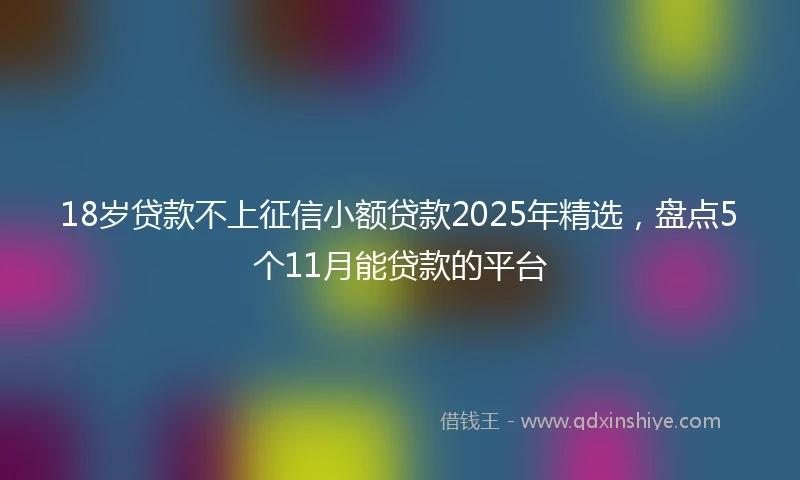 18岁贷款不上征信小额贷款2025年精选，盘点5个11月能贷款的平台
