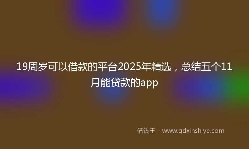 19周岁可以借款的平台2025年精选，总结五个11月能贷款的app