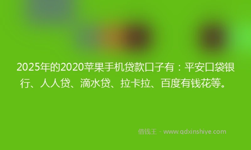 2025年的2020苹果手机贷款口子有：平安口袋银行、人人贷、滴水贷、拉卡拉、百度有钱花等。