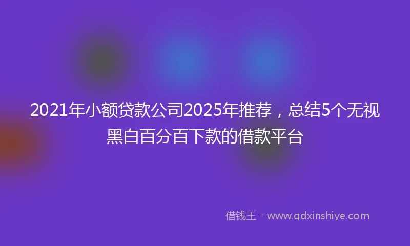 2021年小额贷款公司2025年推荐，总结5个无视黑白百分百下款的借款平台