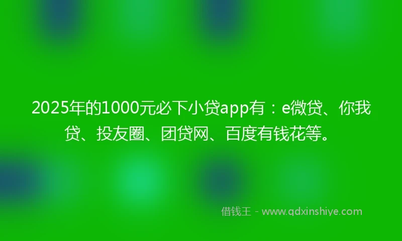2025年的1000元必下小贷app有：e微贷、你我贷、投友圈、团贷网、百度有钱花等。