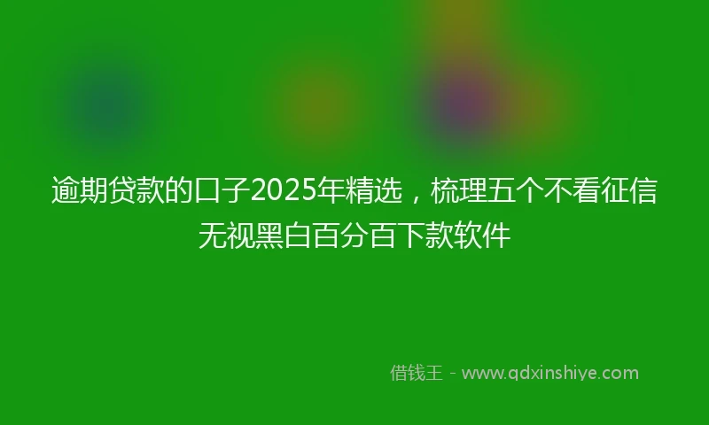 逾期贷款的口子2025年精选，梳理五个不看征信无视黑白百分百下款软件
