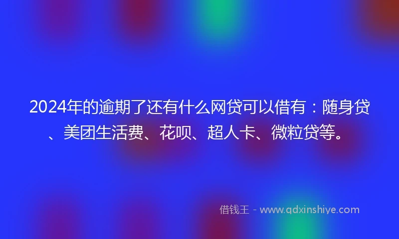 2024年的逾期了还有什么网贷可以借有：随身贷、美团生活费、花呗、超人卡、微粒贷等。