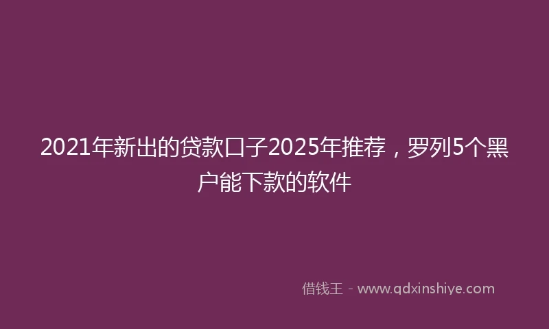 2021年新出的贷款口子2025年推荐，罗列5个黑户能下款的软件