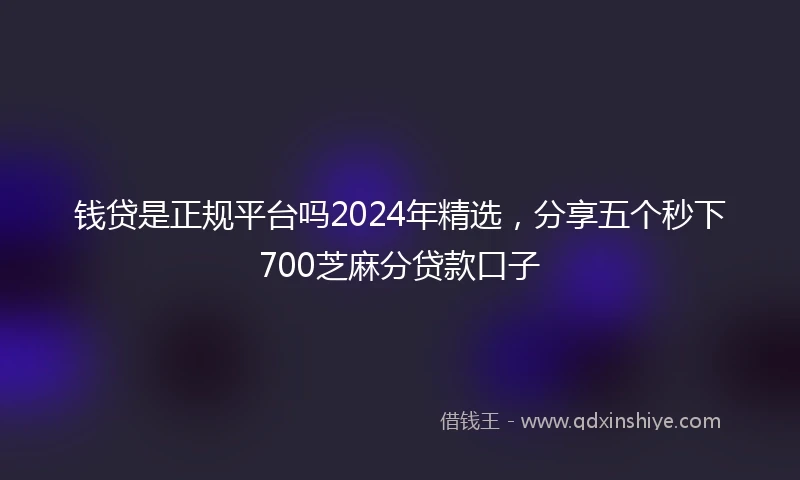 钱贷是正规平台吗2024年精选，分享五个秒下700芝麻分贷款口子