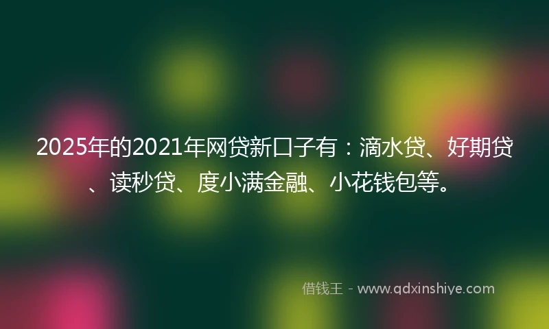 2025年的2021年网贷新口子有：滴水贷、好期贷、读秒贷、度小满金融、小花钱包等。