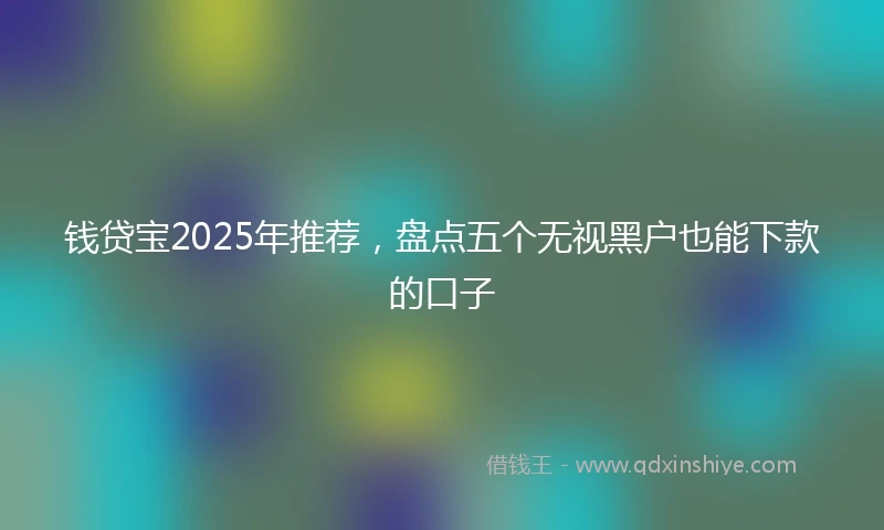 钱贷宝2025年推荐，盘点五个无视黑户也能下款的口子