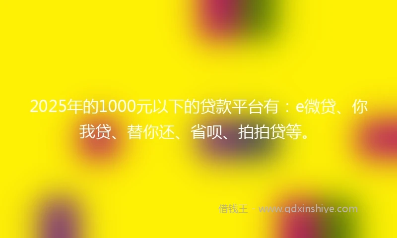 2025年的1000元以下的贷款平台有：e微贷、你我贷、替你还、省呗、拍拍贷等。