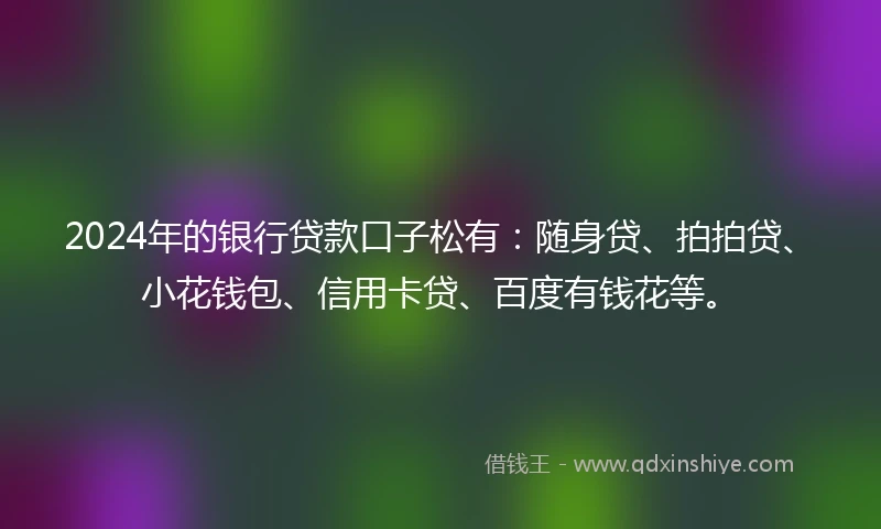 2024年的银行贷款口子松有：随身贷、拍拍贷、小花钱包、信用卡贷、百度有钱花等。