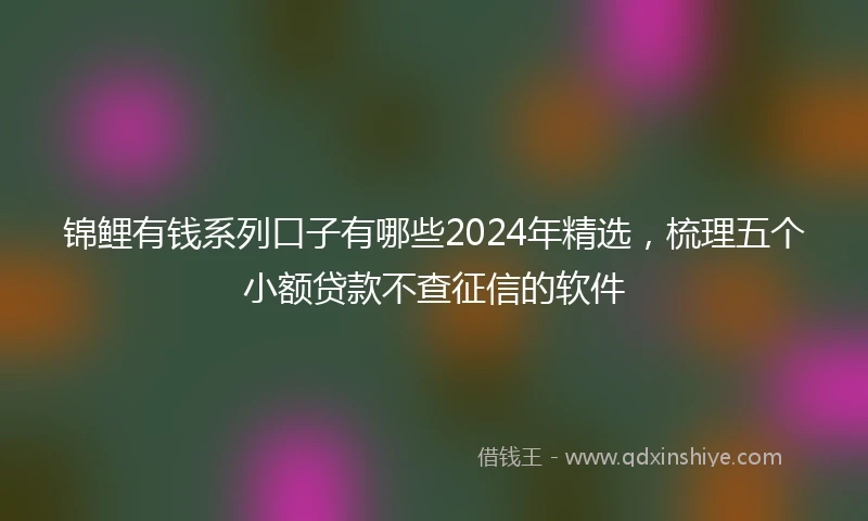 锦鲤有钱系列口子有哪些2024年精选，梳理五个小额贷款不查征信的软件