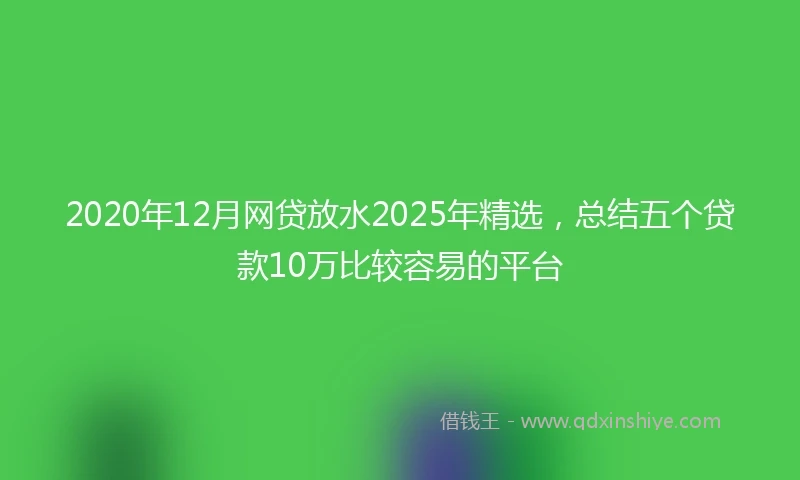 2020年12月网贷放水2025年精选，总结五个贷款10万比较容易的平台