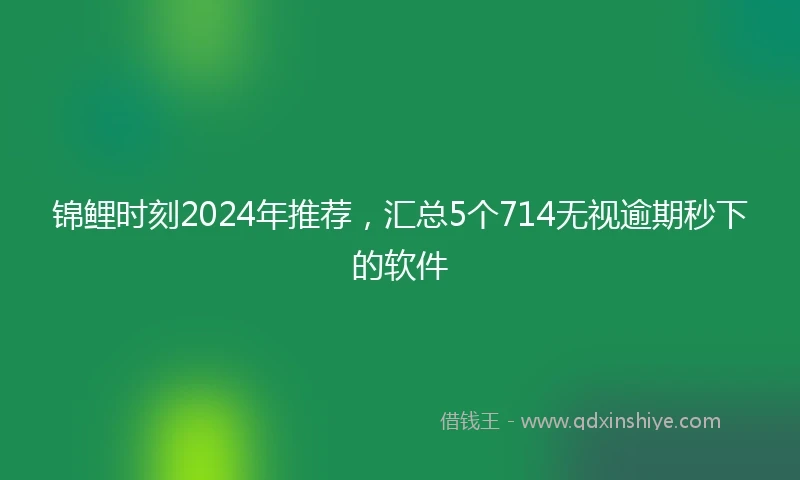 锦鲤时刻2024年推荐，汇总5个714无视逾期秒下的软件