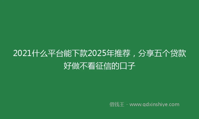 2021什么平台能下款2025年推荐，分享五个贷款好做不看征信的口子