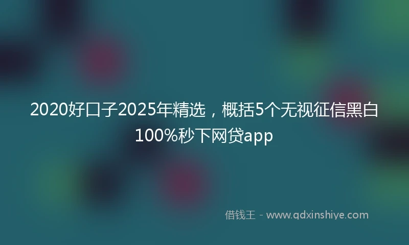 2020好口子2025年精选，概括5个无视征信黑白100%秒下网贷app