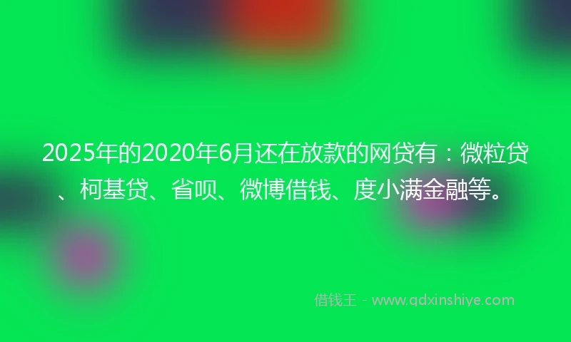2025年的2020年6月还在放款的网贷有：微粒贷、柯基贷、省呗、微博借钱、度小满金融等。