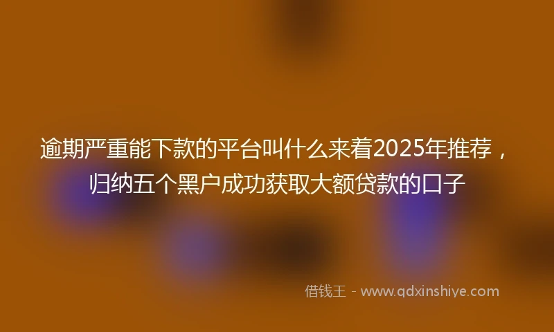 逾期严重能下款的平台叫什么来着2025年推荐，归纳五个黑户成功获取大额贷款的口子