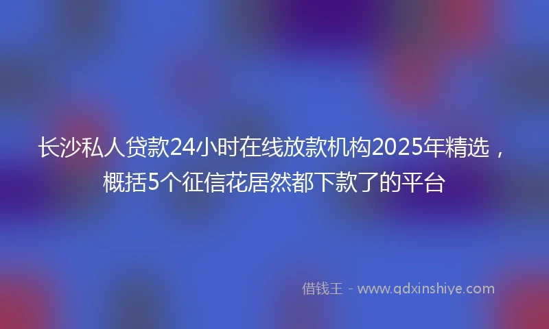 长沙私人贷款24小时在线放款机构2025年精选，概括5个征信花居然都下款了的平台