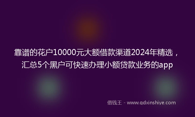 靠谱的花户10000元大额借款渠道2024年精选，汇总5个黑户可快速办理小额贷款业务的app