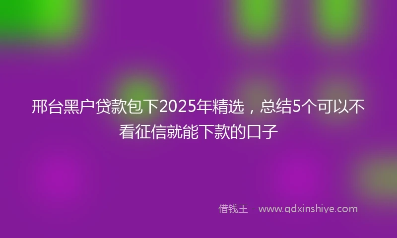 邢台黑户贷款包下2025年精选，总结5个可以不看征信就能下款的口子