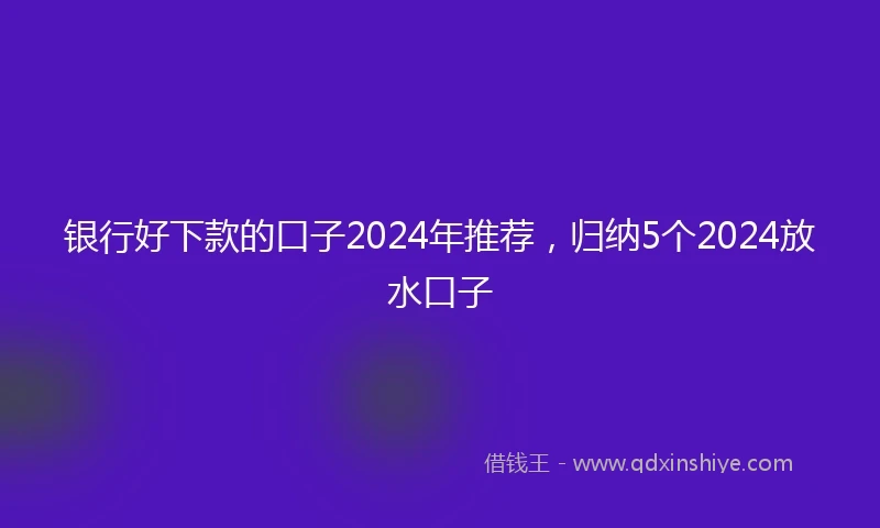 银行好下款的口子2024年推荐，归纳5个2024放水口子