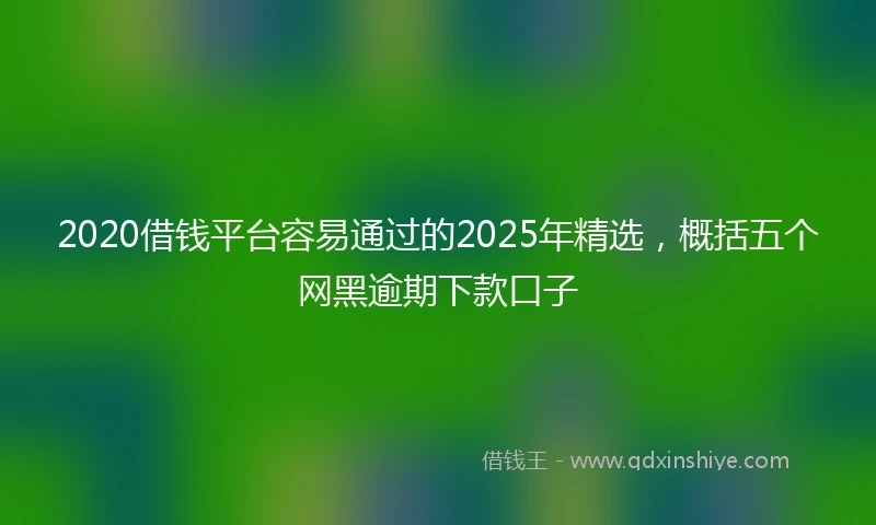 2020借钱平台容易通过的2025年精选，概括五个网黑逾期下款口子