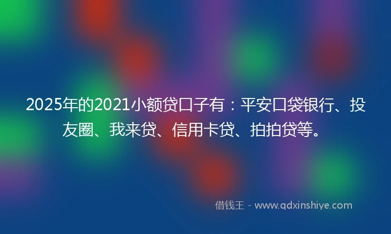 2025年的2021小额贷口子有：平安口袋银行、投友圈、我来贷、信用卡贷、拍拍贷等。