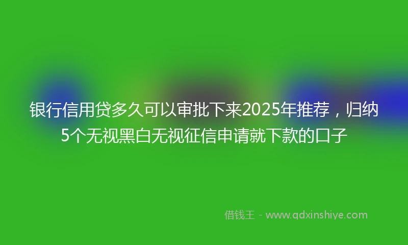 银行信用贷多久可以审批下来2025年推荐，归纳5个无视黑白无视征信申请就下款的口子