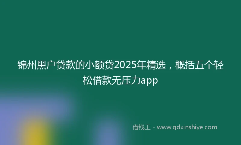 锦州黑户贷款的小额贷2025年精选，概括五个轻松借款无压力app