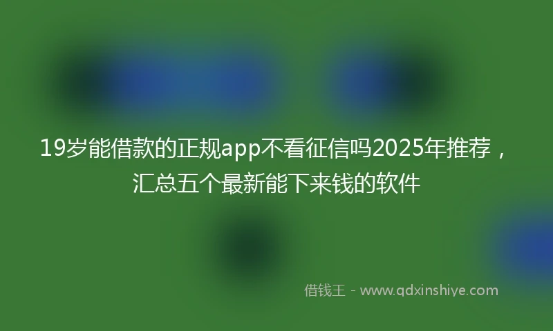 19岁能借款的正规app不看征信吗2025年推荐，汇总五个最新能下来钱的软件