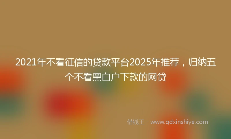 2021年不看征信的贷款平台2025年推荐，归纳五个不看黑白户下款的网贷