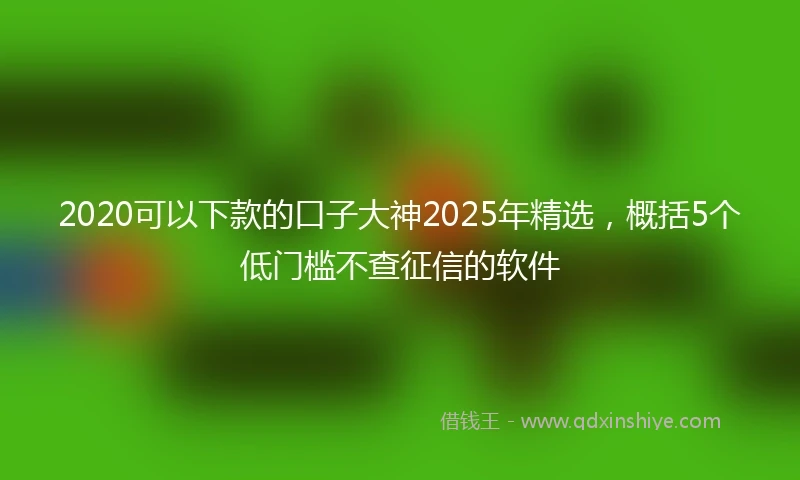 2020可以下款的口子大神2025年精选，概括5个低门槛不查征信的软件