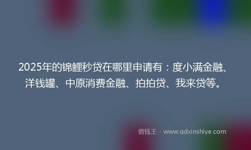 2025年的锦鲤秒贷在哪里申请有：度小满金融、洋钱罐、中原消费金融、拍拍贷、我来贷等。