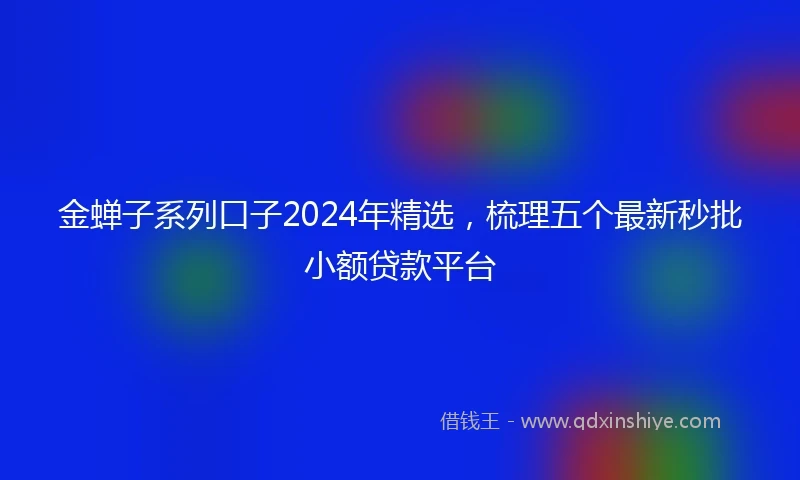 金蝉子系列口子2024年精选，梳理五个最新秒批小额贷款平台