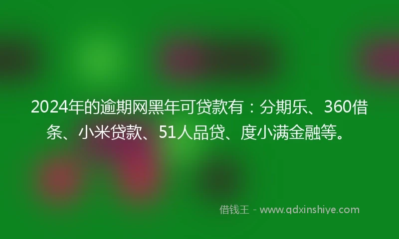 2024年的逾期网黑年可贷款有：分期乐、360借条、小米贷款、51人品贷、度小满金融等。