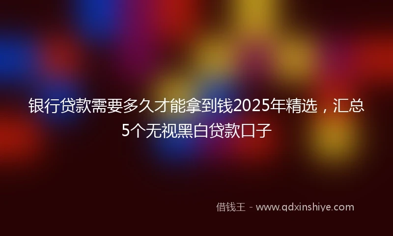 银行贷款需要多久才能拿到钱2025年精选，汇总5个无视黑白贷款口子