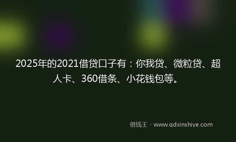 2025年的2021借贷口子有：你我贷、微粒贷、超人卡、360借条、小花钱包等。