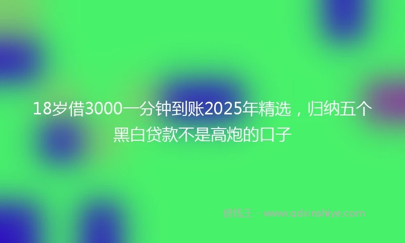 18岁借3000一分钟到账2025年精选，归纳五个黑白贷款不是高炮的口子