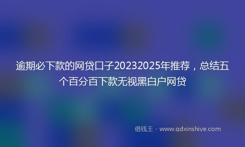 逾期必下款的网贷口子20232025年推荐，总结五个百分百下款无视黑白户网贷
