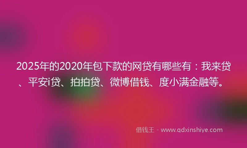 2025年的2020年包下款的网贷有哪些有：我来贷、平安i贷、拍拍贷、微博借钱、度小满金融等。