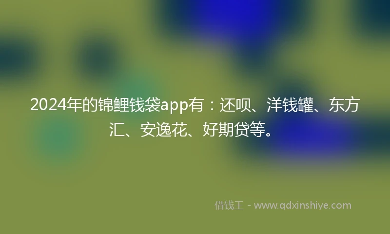 2024年的锦鲤钱袋app有：还呗、洋钱罐、东方汇、安逸花、好期贷等。