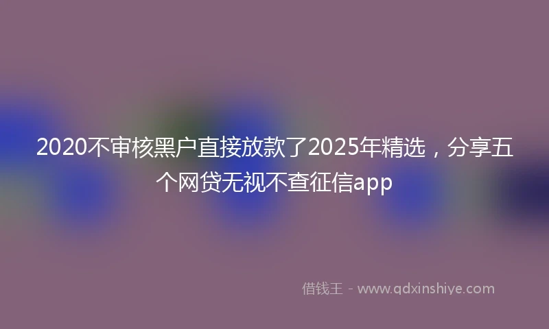 2020不审核黑户直接放款了2025年精选，分享五个网贷无视不查征信app