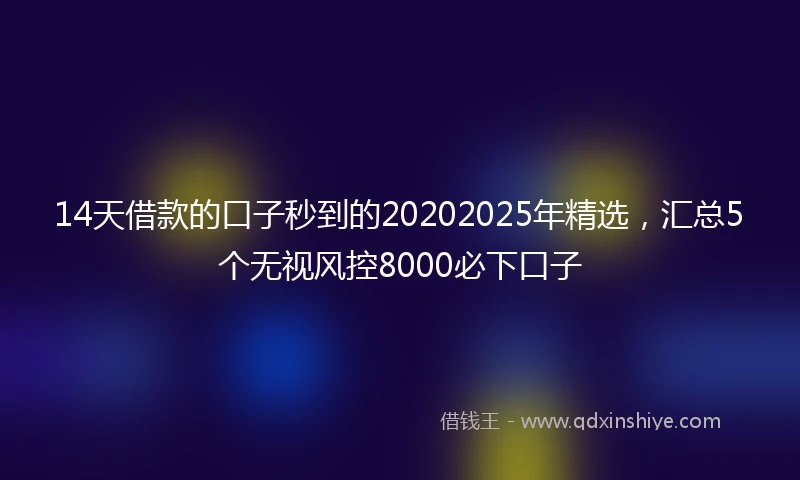 14天借款的口子秒到的20202025年精选，汇总5个无视风控8000必下口子