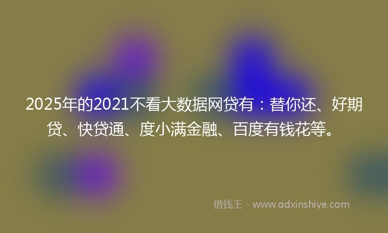 2025年的2021不看大数据网贷有：替你还、好期贷、快贷通、度小满金融、百度有钱花等。