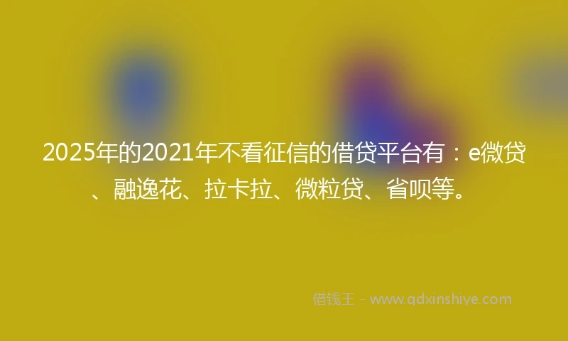 2025年的2021年不看征信的借贷平台有：e微贷、融逸花、拉卡拉、微粒贷、省呗等。