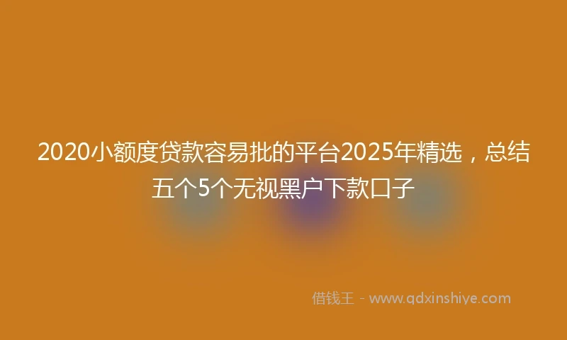 2020小额度贷款容易批的平台2025年精选，总结五个5个无视黑户下款口子