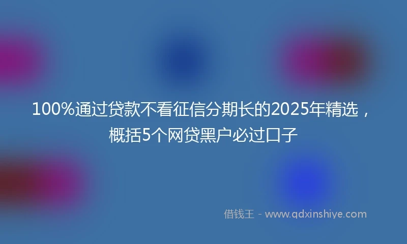 100%通过贷款不看征信分期长的2025年精选，概括5个网贷黑户必过口子